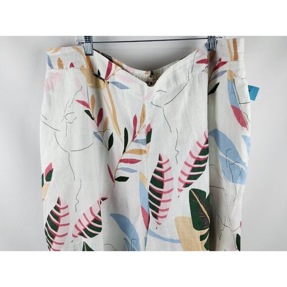 Cynthia Rowley Pants Womens Plus 3X Multi Floral 100% Linen Wide Leg NWT - Picture 2 of 9